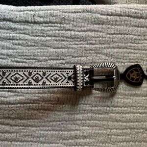 Ariat White, Brown, and Silver Geometric Women's Belt